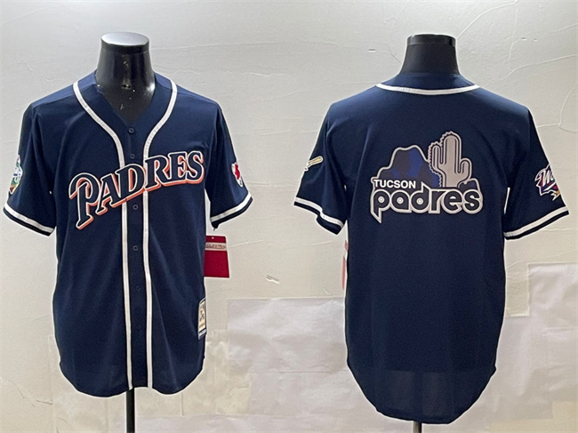 Personalized Men’s San Diego Padres Tan Team Big Logo Navy 1998 World Series Cool Base Stitched Baseball Jerseys