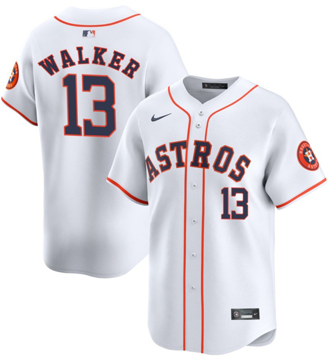 Personalized Men’s Houston Astros #13 Christian Walker White 2025 Home Limited Stitched Baseball Jersey