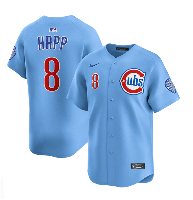Personalized Men’s Chicago Cubs #8 Ian Happ Blue 2024 25 2nd Alternate Limited Stitched Baseball Jersey