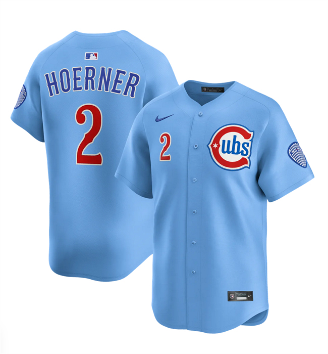 Personalized Men’s Chicago Cubs #2 Nico Hoerner Blue 2024 25 2nd Alternate Limited Stitched Baseball Jersey