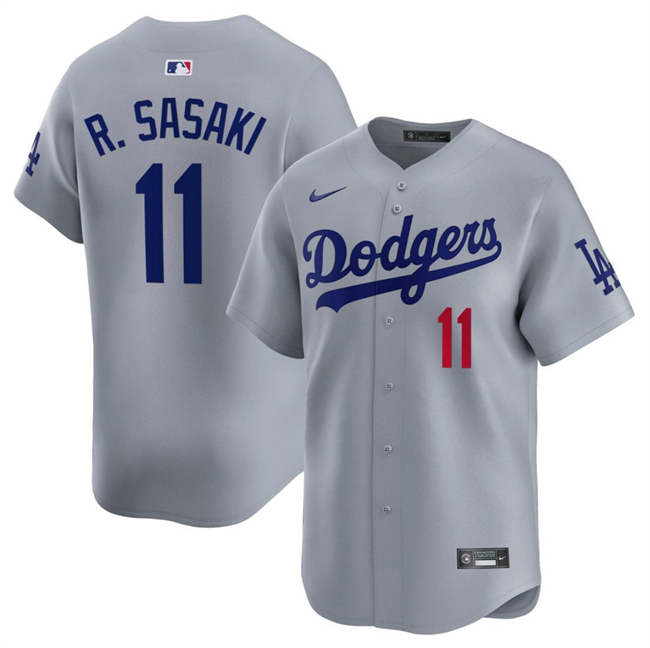Personalized Men’s Los Angeles Dodgers #11 Roki Sasaki Grey 2025 Alternate Limited Stitched Baseball Jersey