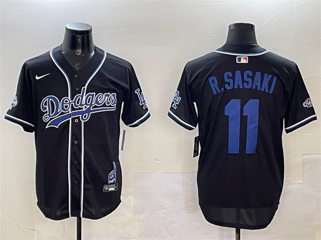Personalized Men’s Los Angeles Dodgers #11 Roki Sasaki Black 2024 World Series Champions Limited Stitched Baseball Jersey