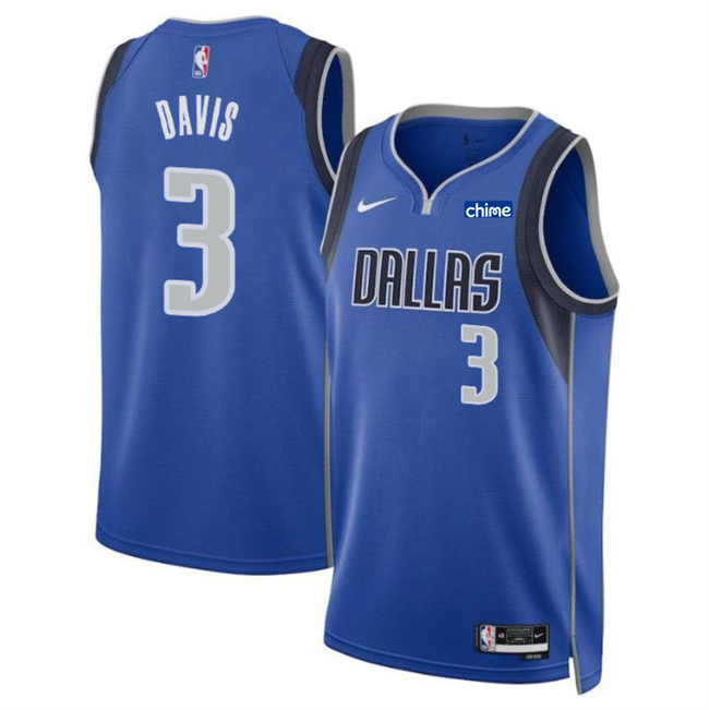 Personalized Men’s Dallas Mavericks #3 Anthony Davis Blue 2025 Icon Edition Stitched Basketball Jersey
