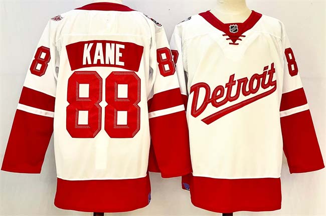 Personalized Men’s Detroit Red Wings #88 Patrick Kane White Red 2024-25 Stitched Jersey