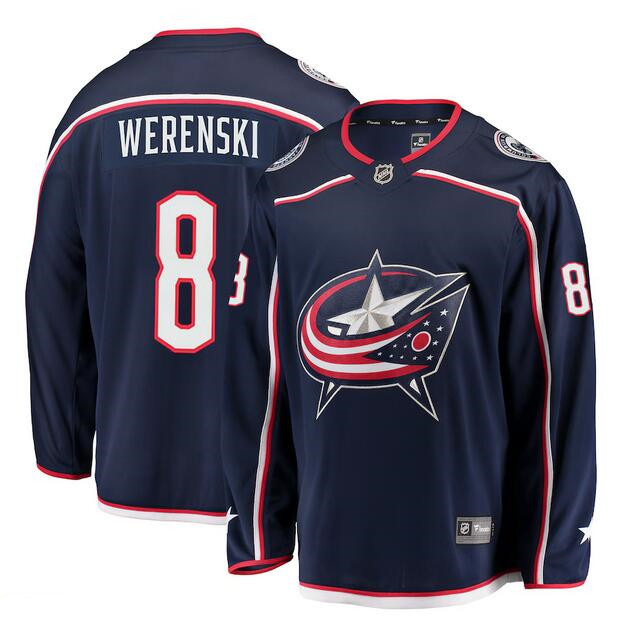 Personalized Men’s Columbus Blue Jackets #8 Zach Werenski Navy Stitched Hockey Jersey