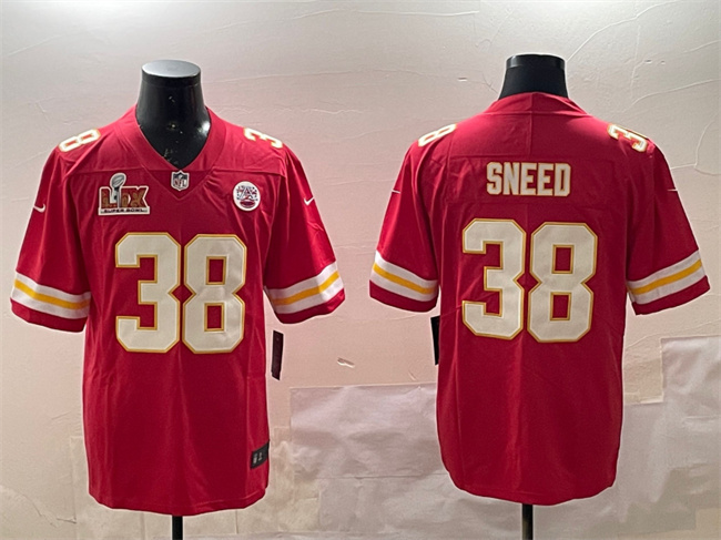 Personalized Men’s Kansas City Chiefs #38 L’Jarius Sneed Red 2025 Super Bowl LIX Patch Untouchable Limited Stitched Football Jersey