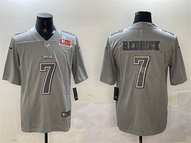 Personalized Men’s Philadelphia Eagles #7 Haason Reddick Grey 2025 Super Bowl LIX Patch Atmosphere Fashion Untouchable Limited Stitched Football Jersey