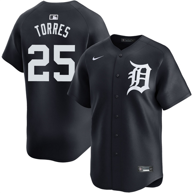 Personalized Men’s Detroit Tigers #25 Gleyber Torres Black Limited Stitched Baseball Jersey