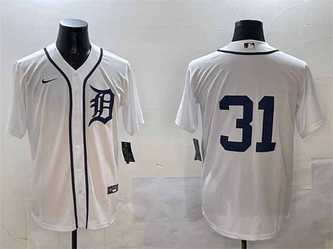Personalized Men’s Detroit Tigers #31 Riley Greene White Cool Base Stitched Baseball Jersey