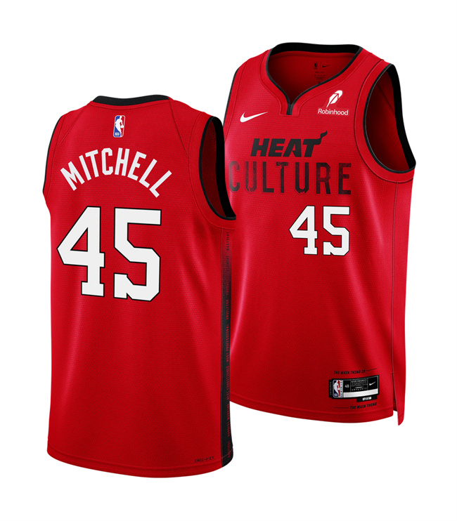 Personalized Men’s Miami Heat #45 Davion Mitchell Red 2025 City Edition Stitched Basketball Jersey