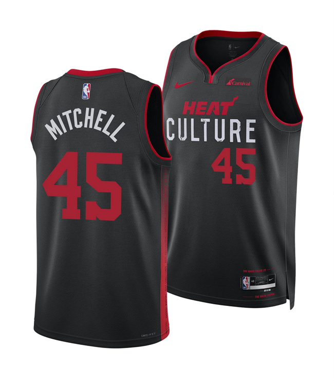 Personalized Men’s Miami Heat #45 Davion Mitchell Black 2025 City Edition Stitched Basketball Jersey