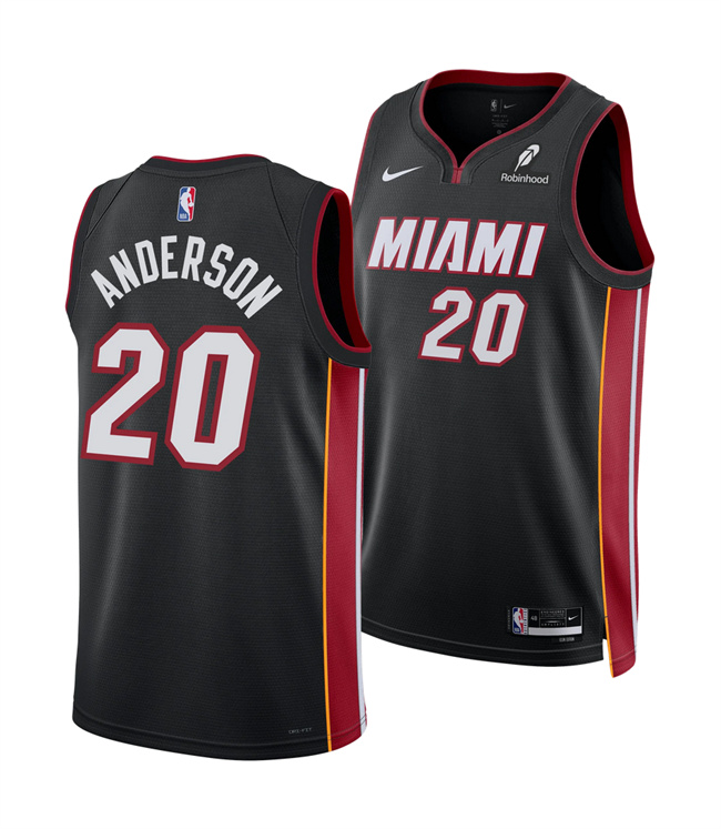 Personalized Men’s Miami Heat #20 Kyle Anderson Black 2025 Icon Edition Swingman Stitched Basketball Jersey