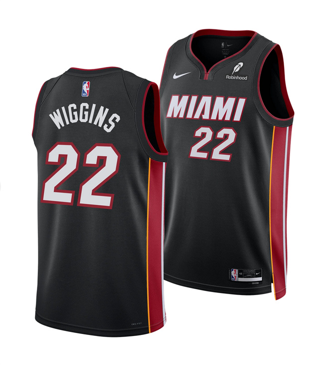 Personalized Men’s Miami Heat #22 Andrew Wiggins Black 2025 Icon Edition Swingman Stitched Basketball Jersey