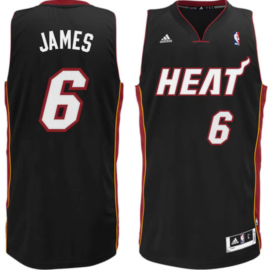 Personalized Men’s Miami Heat LeBron James #6 Swingman Performance Black Jersey