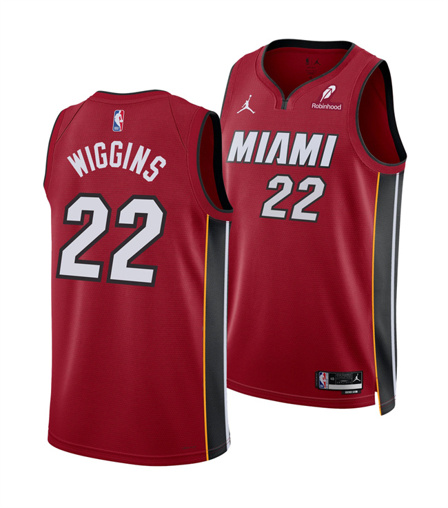 Personalized Men’s Miami Heat #22 Andrew Wiggins Red 2025 Statement Edition Swingman Stitched Basketball Jersey