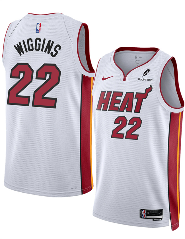 Personalized Men’s Miami Heat #22 Andrew Wiggins White 2025 Association Edition Swingman Stitched Basketball Jersey