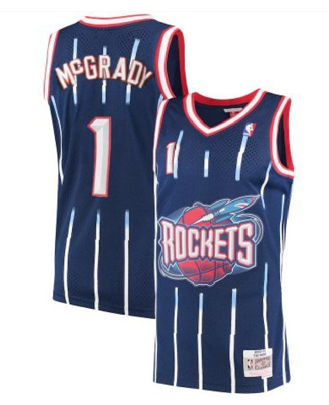 Personalized Men’s Houston Rockets #1 Tracy McGrady Navy Throwback Stitched Basketball Jersey