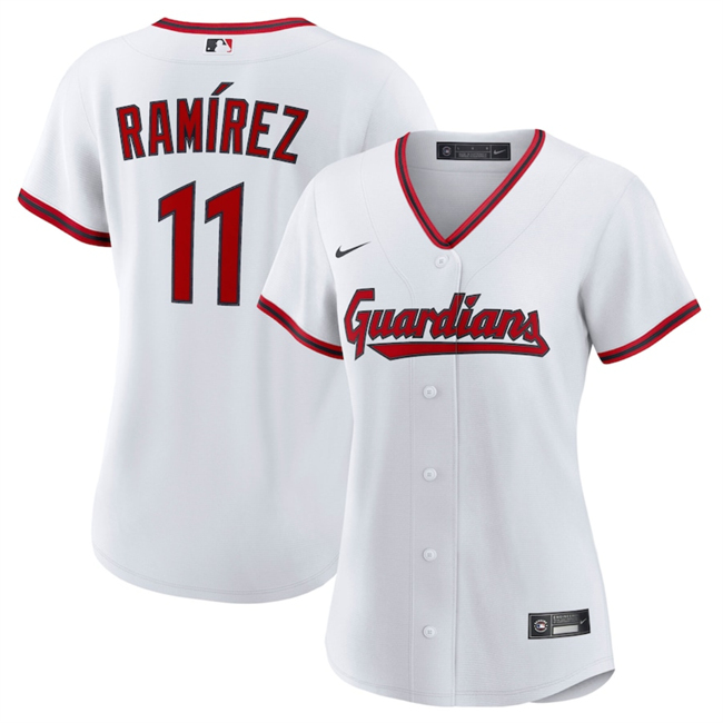 Personalized Women’s Cleveland Guardians #11 Jose Ramirez White Cool Base Stitched Baseball Jersey(Run Small)