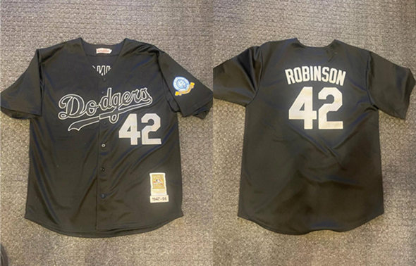 Personalized Men’s Los Angeles Dodgers #42 Jackie Robinson Black 1947-56 60th Anniversary Patch Stitched Baseball Jersey