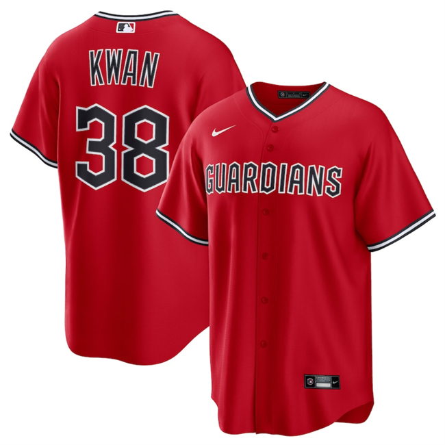 Personalized Men’s Cleveland Guardians #38 Steven Kwan Red Cool Base Limited Stitched Baseball Jersey