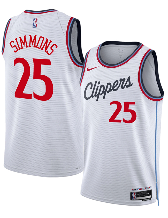 Personalized Men’s Los Angeles Clippers #25 Ben Simmons White 2024 25 Stitched Jersey