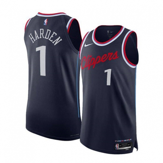 Personalized Men’s Los Angeles Clippers #1 James Harden Navy 2024-25 Icon Edition Stitched Jersey