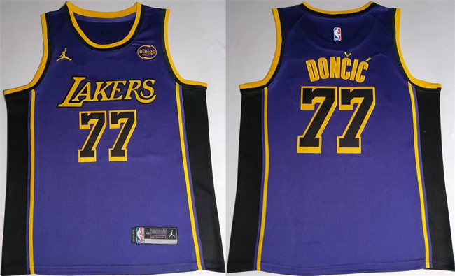Personalized Men’s Los Angeles Lakers #77 Luka Doncic Puple 2025 Stitched Basketball Jersey