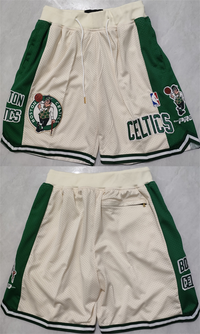 Personalized Men’s Boston Celtics White Green Shorts (Run Small)