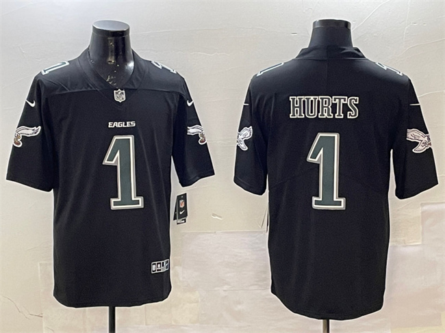 Personalized Men’s Philadelphia Eagles #1 Jalen Hurts Black Fashion New Untouchable Limited Stitched Football Jersey