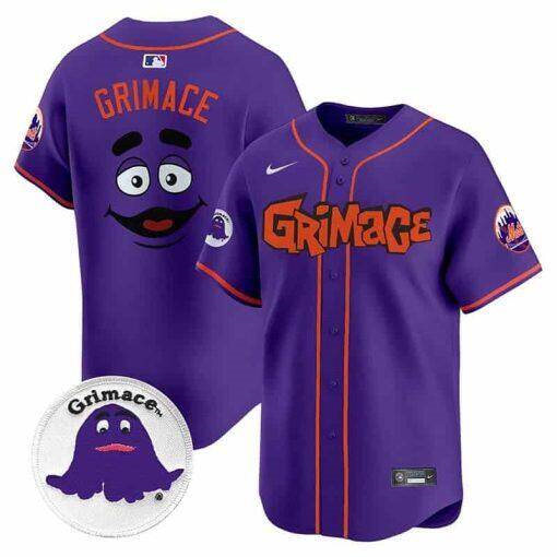 Personalized Men’s New York Mets Purple Grimace V2 Limited Stitched Baseball Jersey