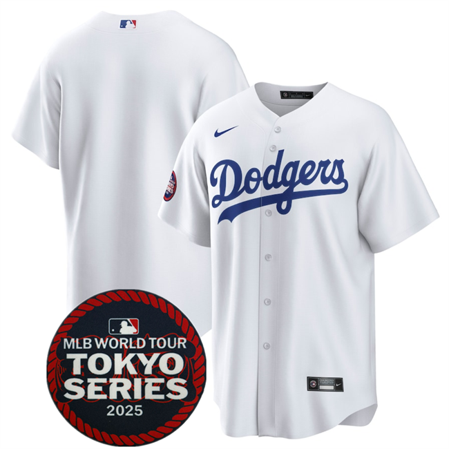 Personalized Men’s Los Angeles Dodgers Blank White 2025 World Tour Tokyo Series Home Stitched Baseball Jersey