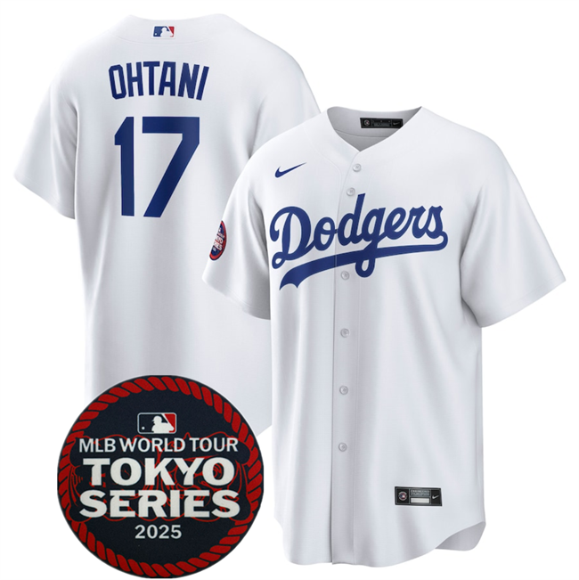 Personalized Men’s Los Angeles Dodgers #17 Shohei Ohtani White 2025 World Tour Tokyo Series Home Stitched Baseball Jersey