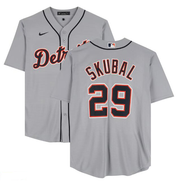 Personalized Men’s Detroit Tigers #29 Tarik Skubal Grey Cool Base Stitched Baseball Jersey