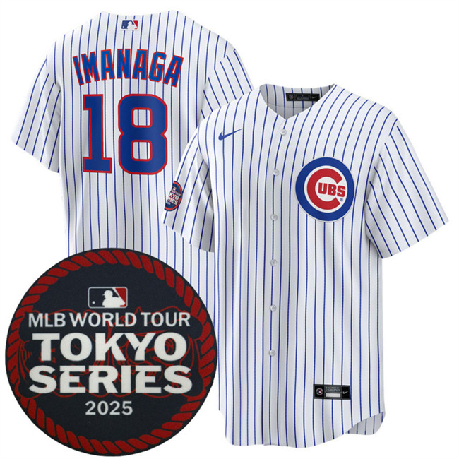 Personalized Men’s Chicago Cubs #18 Shota Imanaga White 2025 World Tour Tokyo Series Home Stitched Baseball Jersey
