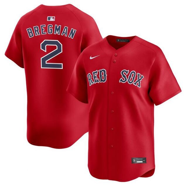 Personalized Men’s Boston Red Sox #2 Alex Bregman Red 2024 Alternate Limited Stitched Baseball Jersey