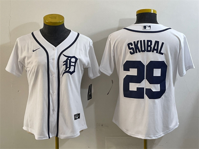 Personalized Women’s Detroit Tigers #29 Tarik Skubal White Cool Base Stitched Baseball Jersey(Run Small)