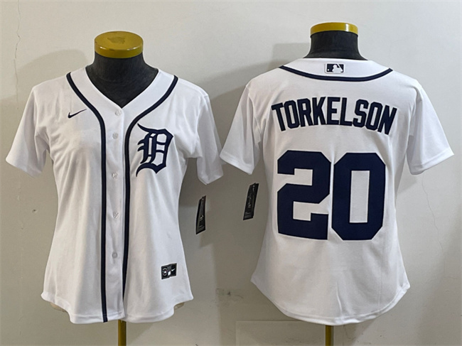 Personalized Women’s Detroit Tigers #20 Spencer Torkelson White Cool Base Stitched Baseball Jersey(Run Small)