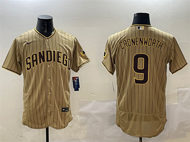 Personalized Men’s San Diego Padres #9 Jake Cronenworth Brown Flex Base Stitched MLB Jersey