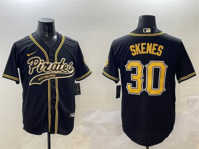 Personalized Men’s Pittsburgh Pirates #30 Paul Skenes Black Cool Base Stitched Baseball Jersey