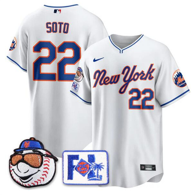 Personalized Men’s New York Mets #22 Juan Soto White 2025 Spring Training Stitched Baseball Jersey