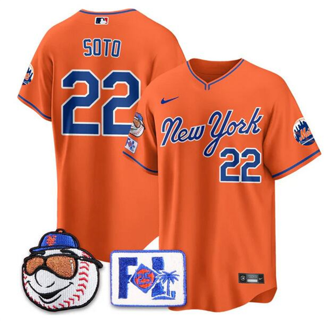 Personalized Men’s New York Mets #22 Juan Soto Orange 2025 Spring Training Stitched Baseball Jersey