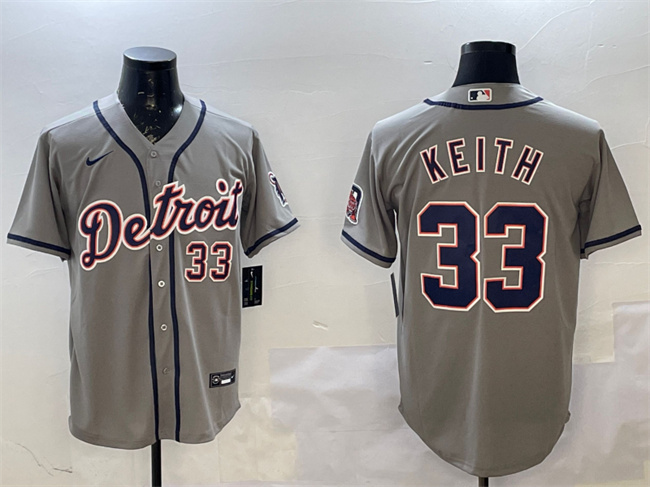 Personalized Men’s Detroit Tigers #33 Colt Keith Grey Cool Base Stitched Baseball Jersey