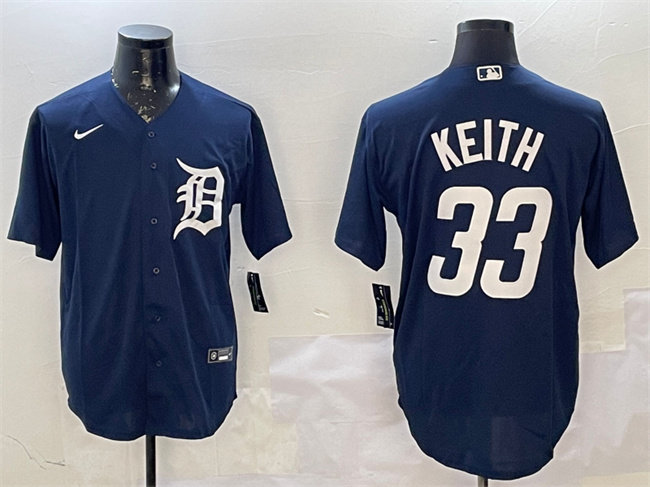 Personalized Men’s Detroit Tigers #33 Colt Keith Navy Cool Base Stitched Baseball Jersey