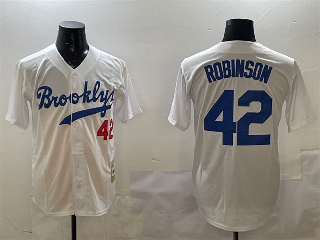 Personalized Men’s Brooklyn Dodgers #42 Jackie Robinson White Stitched Baseball Jersey