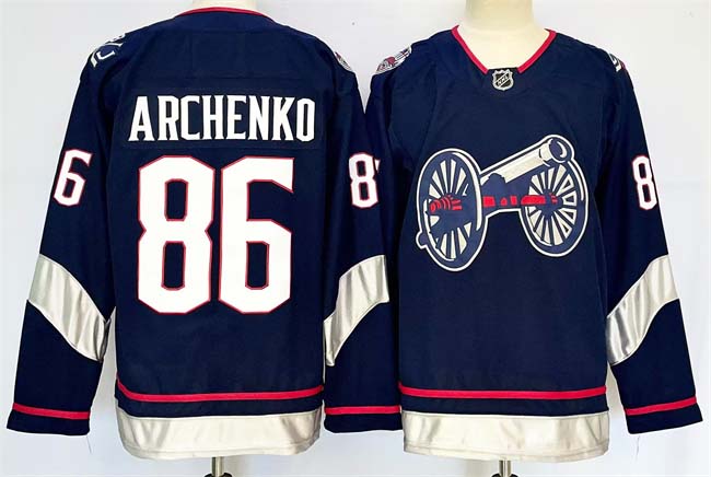 Personalized Men’s Columbus Blue Jackets #86 Kirill Marchenko Navy 2024-25 With C Patch Stitched Hockey Jersey