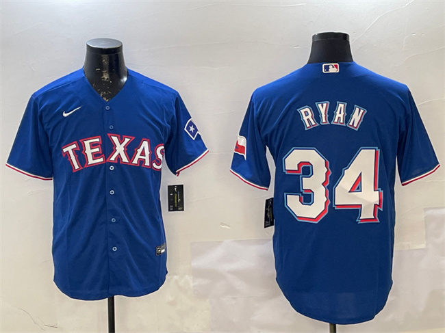 Personalized Men’s Texas Rangers #34 Nolan Ryan Royal Cool Base Stitched Baseball Jersey