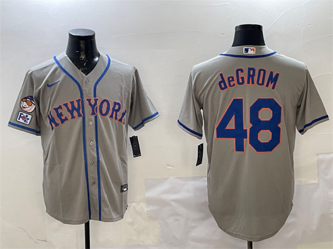 Personalized Men’s New York Mets #48 Jacob DeGrom Grey 2025 Spring Training Cool Base Stitched Baseball Jersey