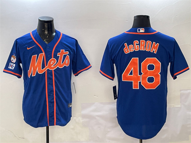 Personalized Men’s New York Mets #48 Jacob DeGrom Royal 2025 Spring Training Cool Base Stitched Baseball Jersey