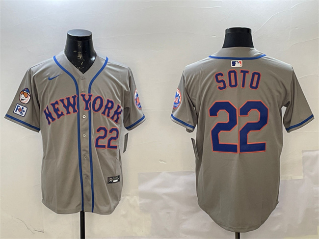 Personalized Men’s New York Mets #22 Juan Soto Grey 2025 Spring Training Alternate Limited Stitched Baseball Jersey