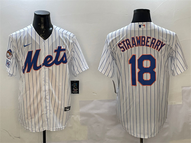 Personalized Men’s New York Mets #18 Darryl Strawberry White 2025 Spring Training Cool Base Stitched Baseball Jersey